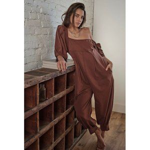 NWOT FREE PEOPLE Lotta Love Romper Brown Butter K27